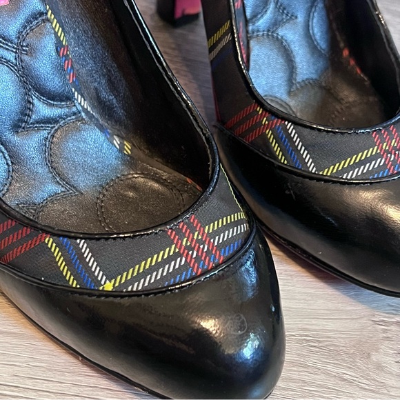 Betsey Johnson Patent Leather Tartan Plaid Vintage Pumps Heels Size 8 - Picture 7 of 11